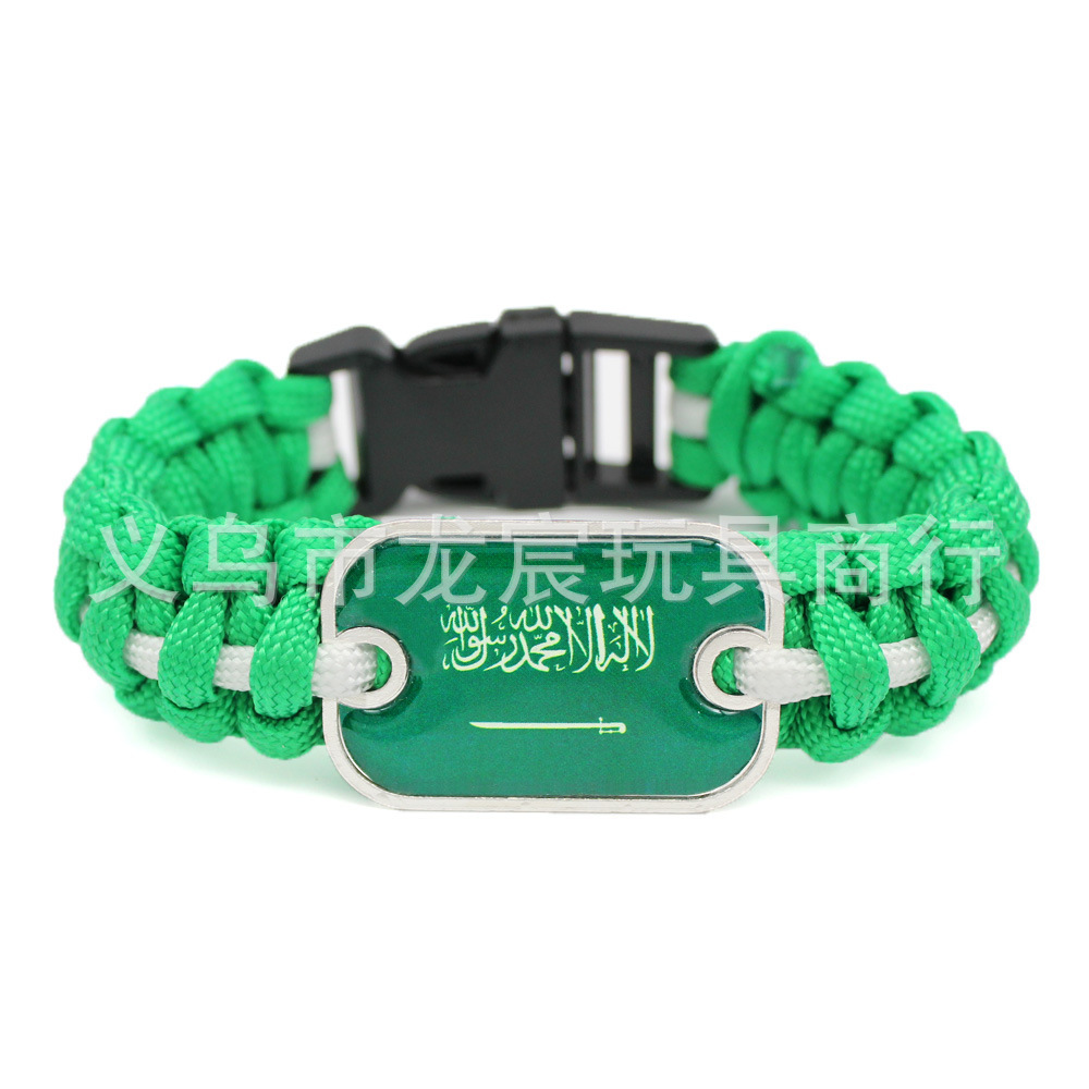 Supply Jamaica Flag Bracelet World Cup National Flag Parachute Cord Woven Bracelet Outdoor Life-Saving Bracelet