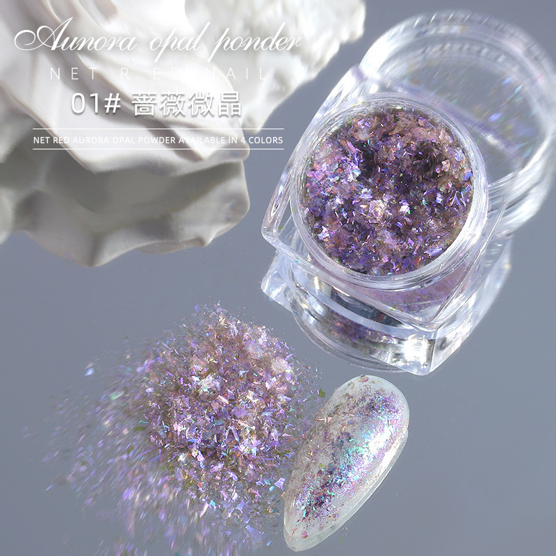 Opal Pink Nail Ornament Mixed Diamond in the Debris Aurora Shimmering Powder Sequins Accessories Brocade Powder Jewelry Nail Beauty Products Wholesale