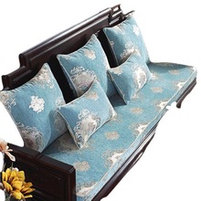新中式沙发垫实木红木沙发坐垫加厚带靠背高密度海绵防滑三人垫子