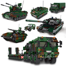 星堡XB-06040-43豹2a6坦克模型装甲车军事吉普车儿童拼装玩具积木