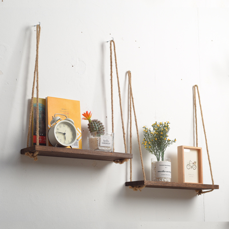 挂墙架实木置物架免打孔装饰架北欧清新木质家用装饰置物架家用墙壁挂