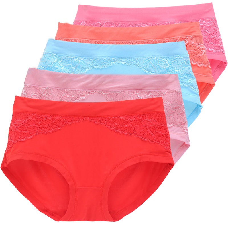 好穿的5条装莫代尔女士中腰内裤头提臀收腹舒适大码胖mm漂亮三角