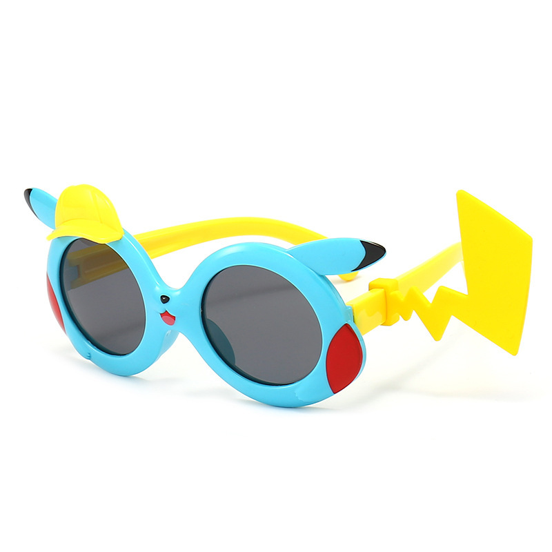 Boys and Girls Fashion Polarized Sun Glasses Cartoon Pikachu Silicone UV Protection Sunshade Sunglasses in Stock Wholesale