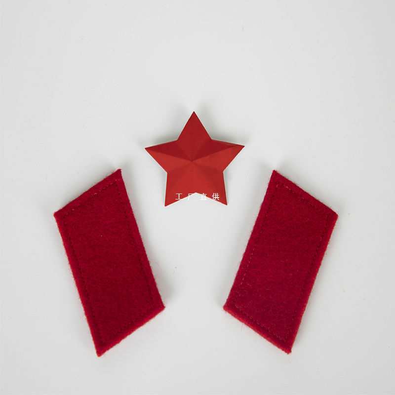 65式红领章帽子帽徽三点红解放帽丝绒红领怀旧红五角星红色帽徽