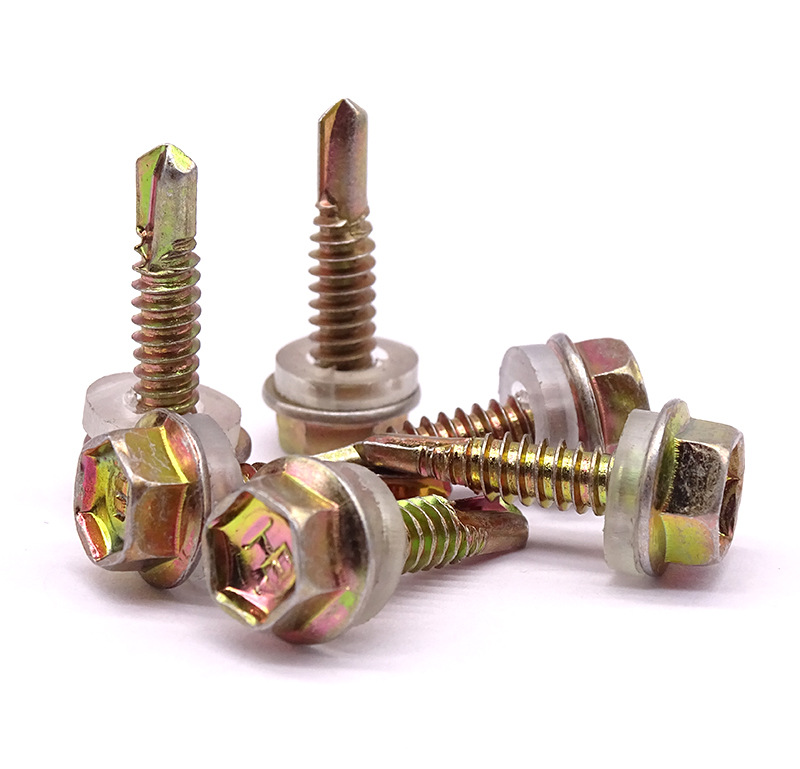 镀彩锌六角头钻尾丝 彩钢瓦燕尾丝自攻自钻螺丝 钻尾丝