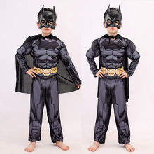 跨境儿童万圣节吸血鬼蝙蝠侠cos肌肉表演服美国黑色披风蝙蝠装斗