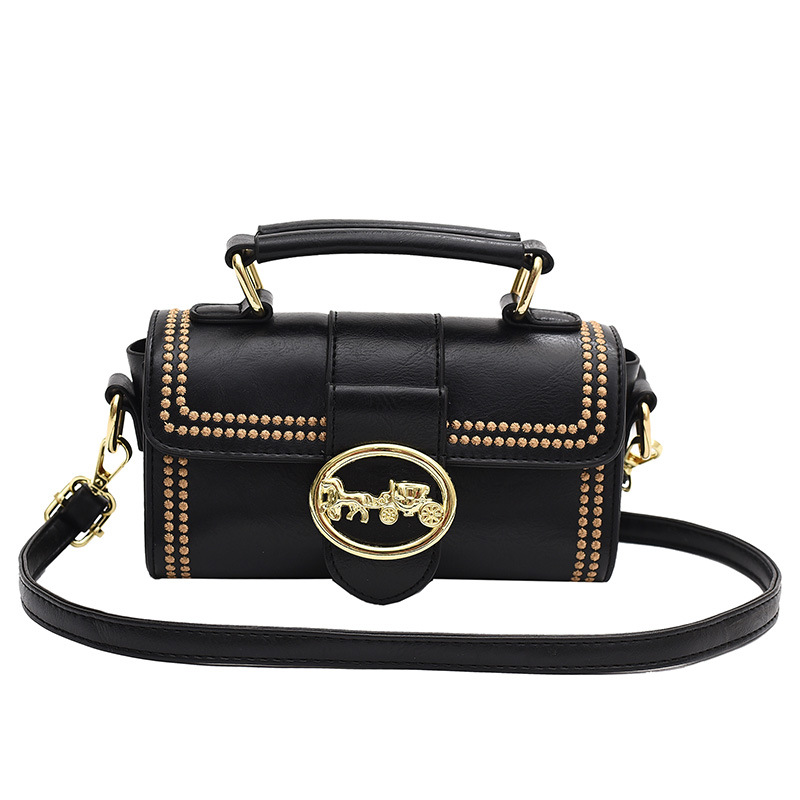This Year's Popular Small Shoulder Bag for Women 2022 Winter New Rivet Matching round Bag Fashion All-Matching Messenger Bag