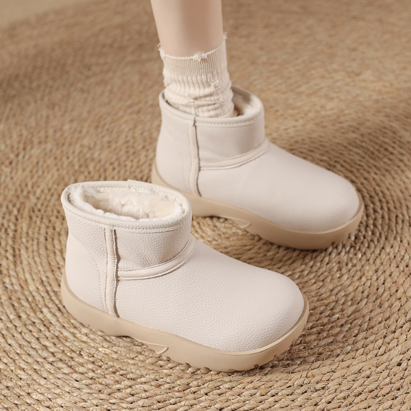 冬季新款雪地靴皮毛一体中筒靴羊羔毛家厚毛保暖雪地棉防滑软底靴