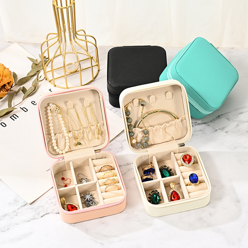 Mini-Portable Pu Ornament Jewelry Storage Box Ins Style Ring Necklace Earrings Ear Studs Earrings Head