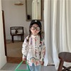 Children's clothing 2023 Spring and summer new pattern girl shirt Korean Edition Graffiti Cartoon T-shirts Hem Split ends Easy Long sleeve shirt