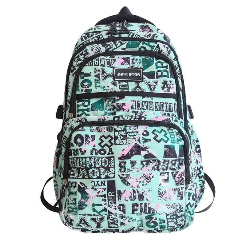 Backpack Men's and Women's New Large Capacity Graffiti Trendy Sports Leisure Couple Backpack Early High School Student Schoolbag