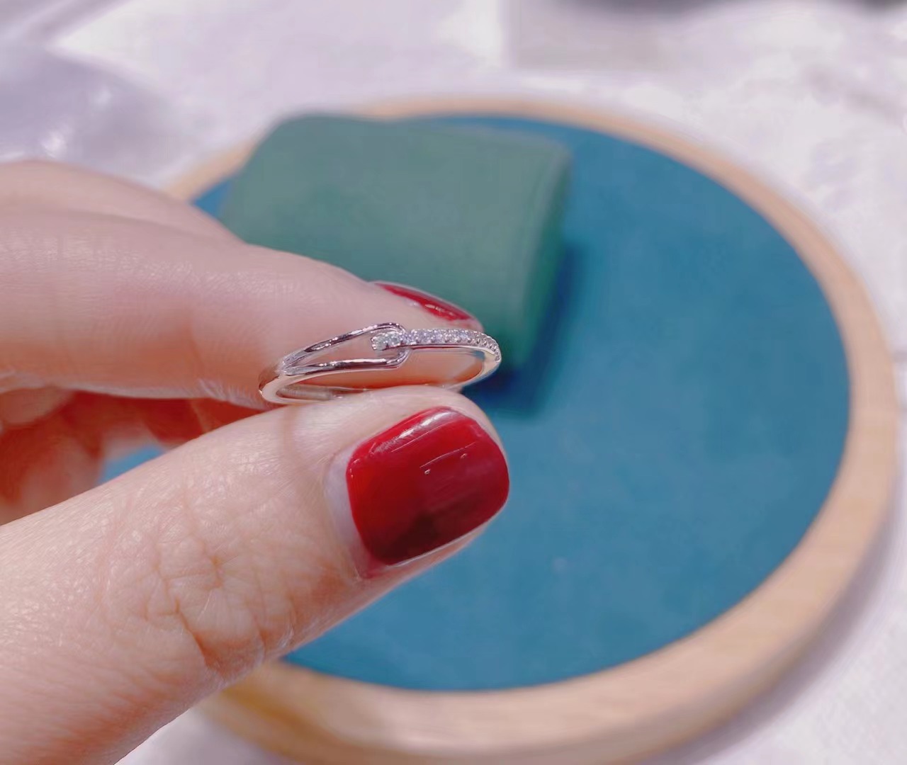 韩版925银小碎钻交叉戒指精致锆石韩国网红开口可调节食指戒指环