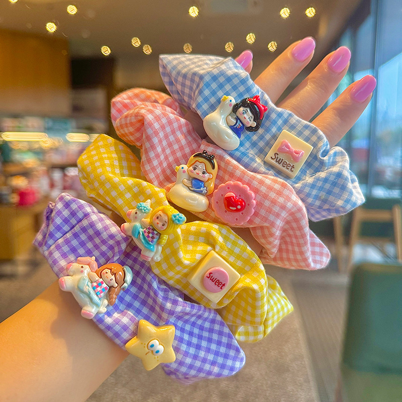 韩版抱鹅公主大肠发圈可爱日系格纹发绳甜美百搭小众森系头绳发饰