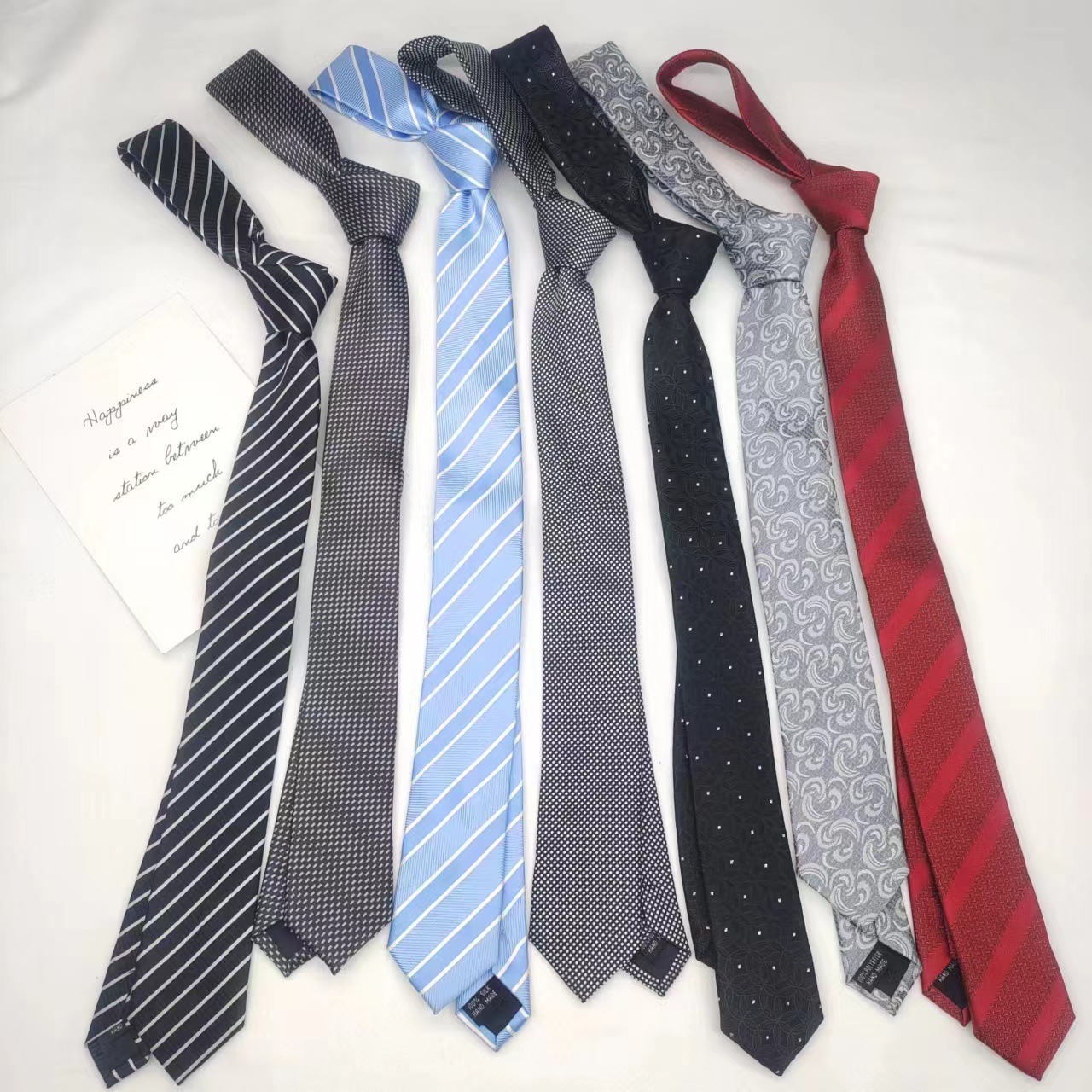 5cm商务提花窄版男士正装领带职业韩版休闲手打上班工作天蓝色灰