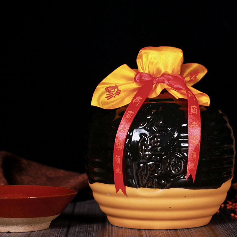 四川高庙白酒花溪源3斤坛装纯粮固态小曲清香型高度白酒礼盒装