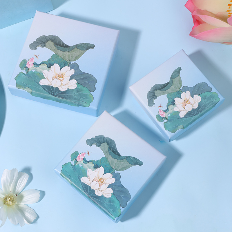 Small Fresh Gradient Jewelry Box Chinese Style Jewelry Box Colorful Magnolia Bracelet Box Pink Bracelet Box Pendant Box