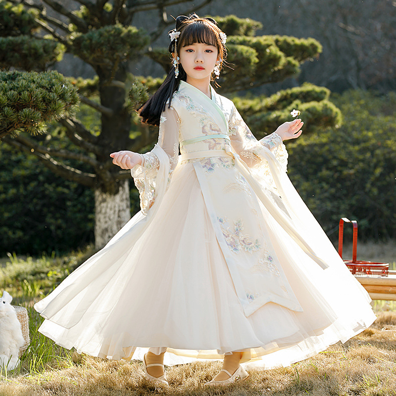 中国风女童汉服儿童超仙飘逸古装秋款2021新款宝宝唐装襦裙秋装女