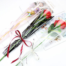 单支花束英文袋子康乃馨一支三角袋包花纸七夕鲜花玫瑰花包装材料