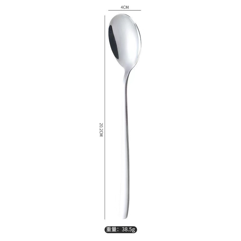 304 Stainless Steel Spoon Korean Dessert Spoon Fork Coffee Long Handle Stirring Household Spoon Factory Wholesale Can Be Customized Logo