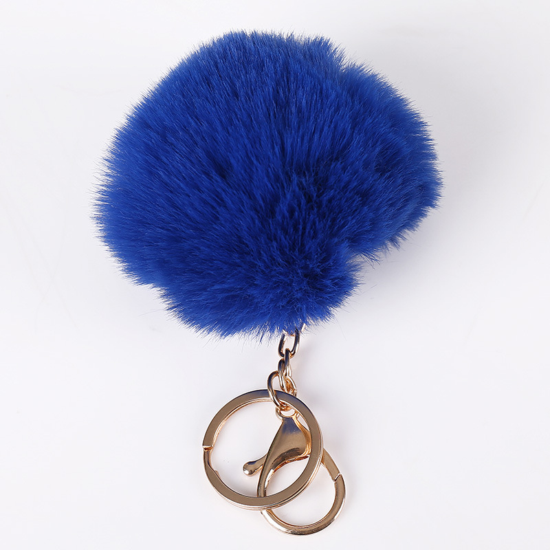 8cm Imitate Rex Rabbit Fur Pompons Keychain Handmade DIY Luggage Accessories Pendant Pompons Wholesale Cross-Border