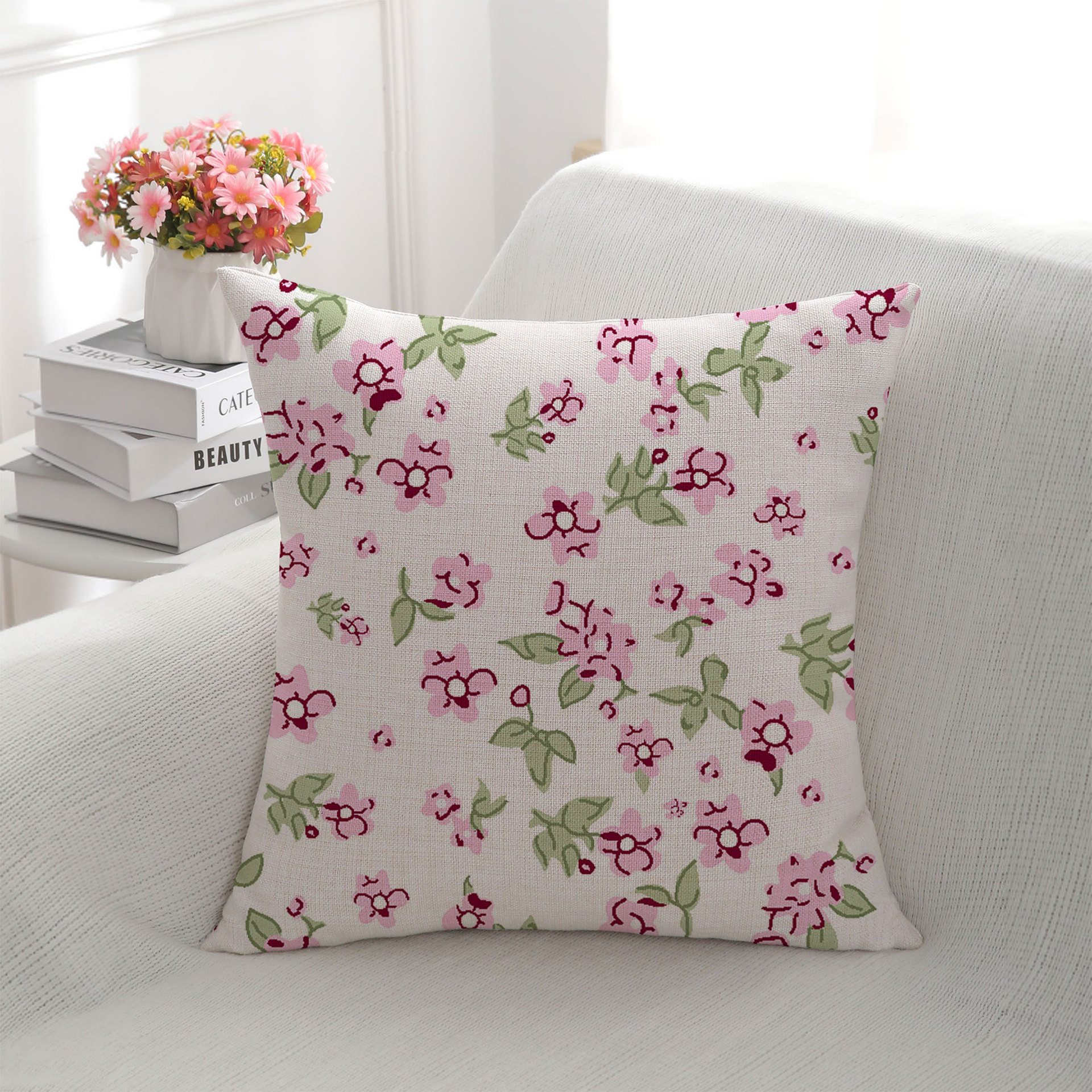 In Stock Wholesale Idyllic Minimalist Digital Printed Pillowcase Small Floral Bed & Breakfast Living Room Bay Window Pillow