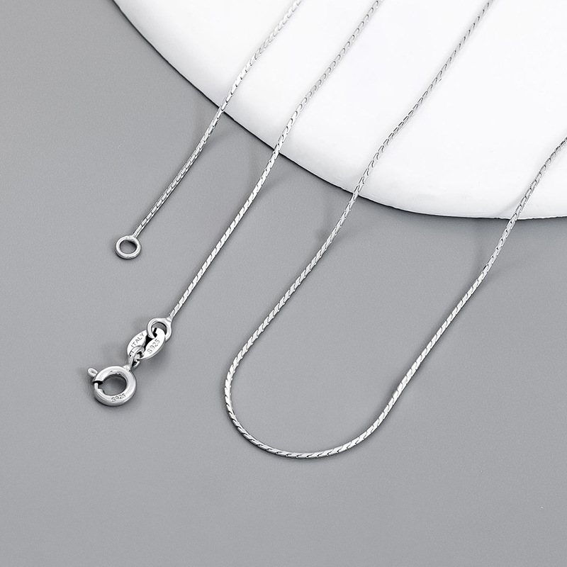 925纯银车花八角高节链女银项链意大利时尚素链无吊坠配链锁骨链