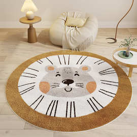 卡通动物仿羊绒圆形地毯儿童房卧室床边毯客厅茶几垫吸水防滑脚垫