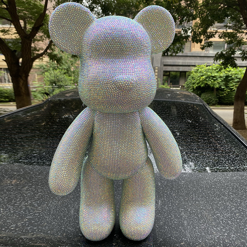 网红流体暴力熊贴钻石模型白胚手工diy材料包粘小熊公仔摆件玩具