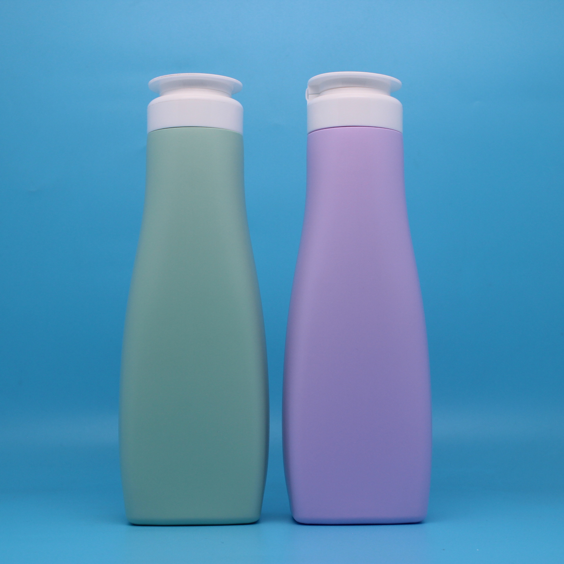 新款500ml挤压洗发水瓶 挤压翻盖护发素瓶 500毫升翻盖扁瓶