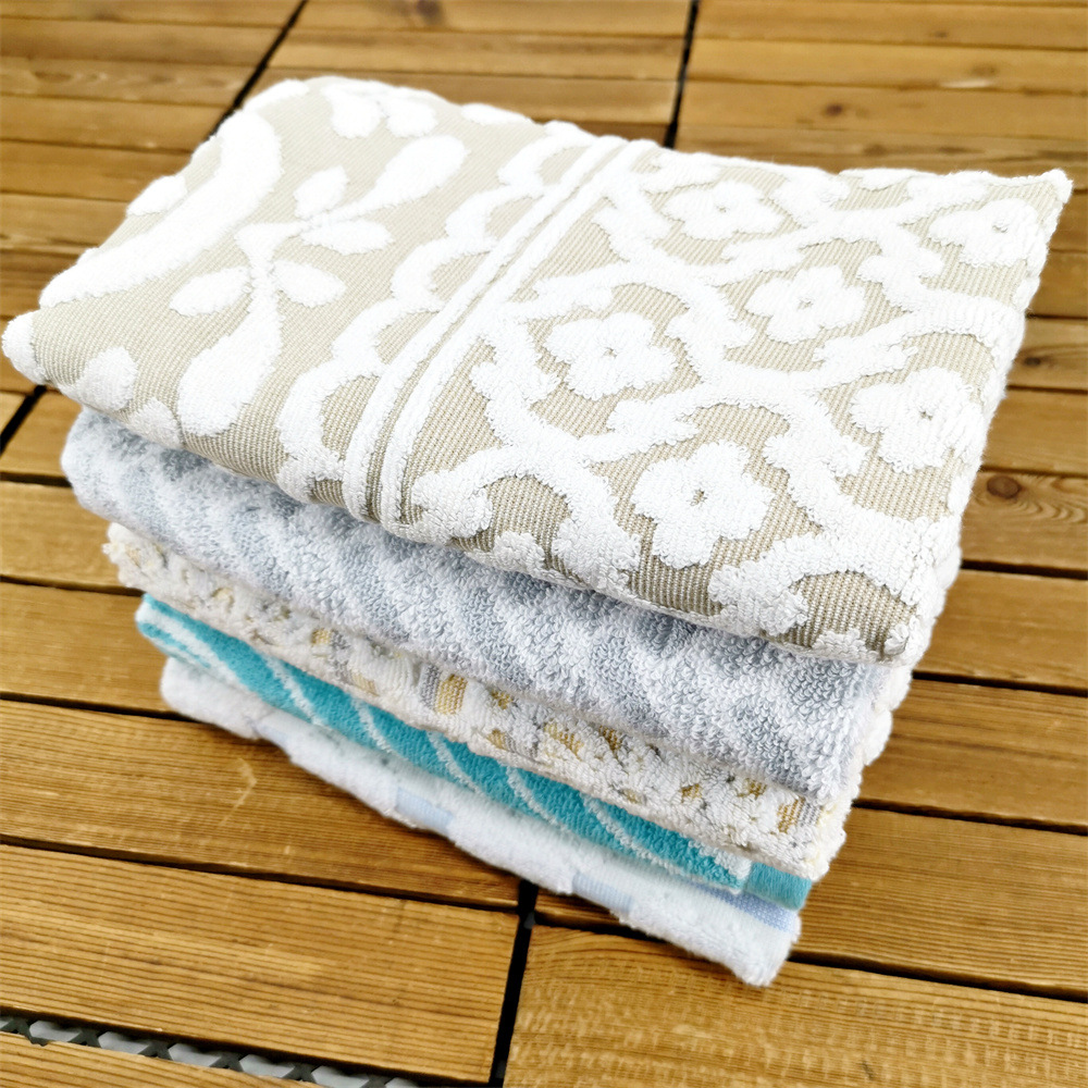加厚毛巾欧美风情浮雕色织提花凹凸加大柔软吸水全棉擦手擦脸巾
