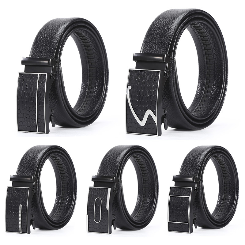 men‘s automatic buckle iron button pu belt wholesale young and middle-aged business fashion running rivers and lakes stall spot goods men‘s belt