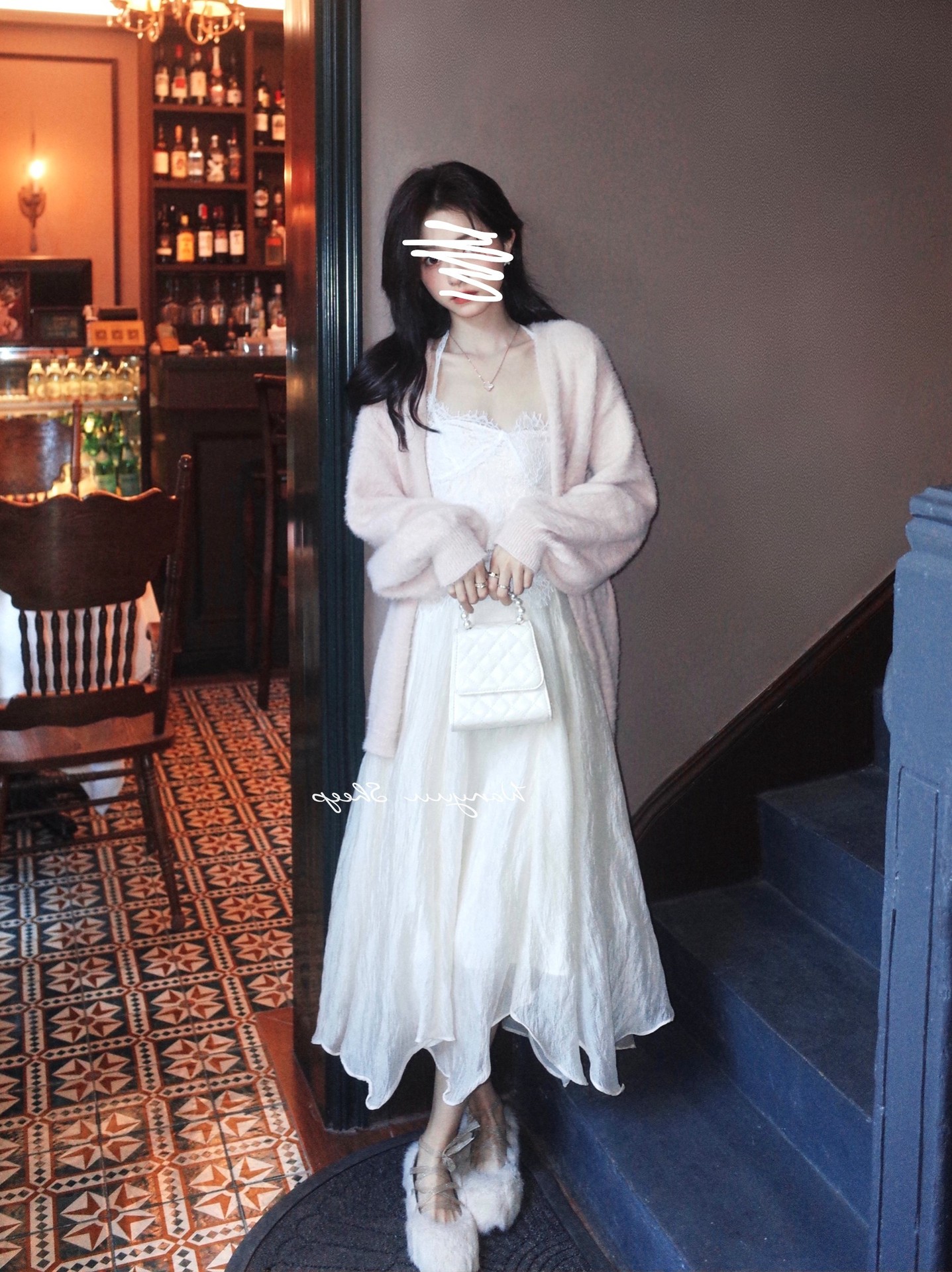 wyuu·杨晚钰/温柔风不规则设计中长款纱裙杏色百搭仙女半身裙