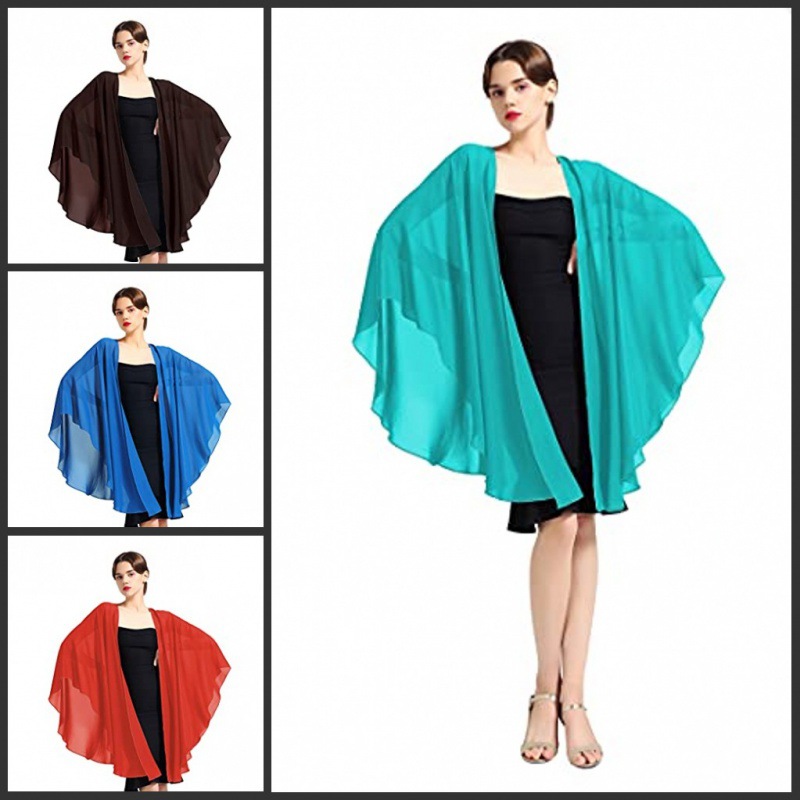 宽松女士新娘雪纺披肩薄款夏季外穿搭配裙子小披肩夏季防晒衣披风