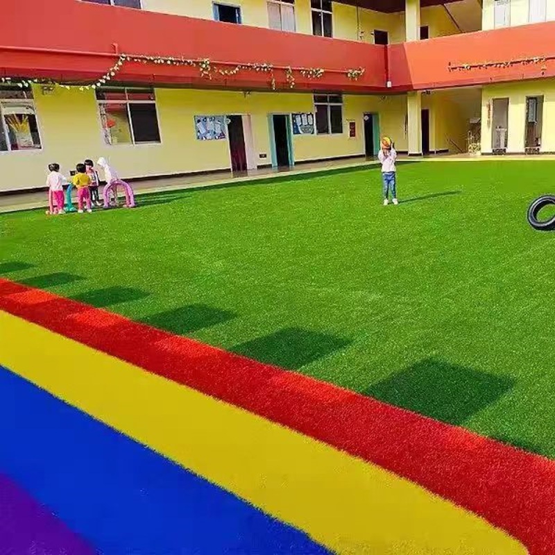 artificial flower artificial plant Customized Artificial Artificial Fake Grass Leather Carpet School Kindergarten Rainbow Track Plastic Fake Lawn Decorative Red Carpet