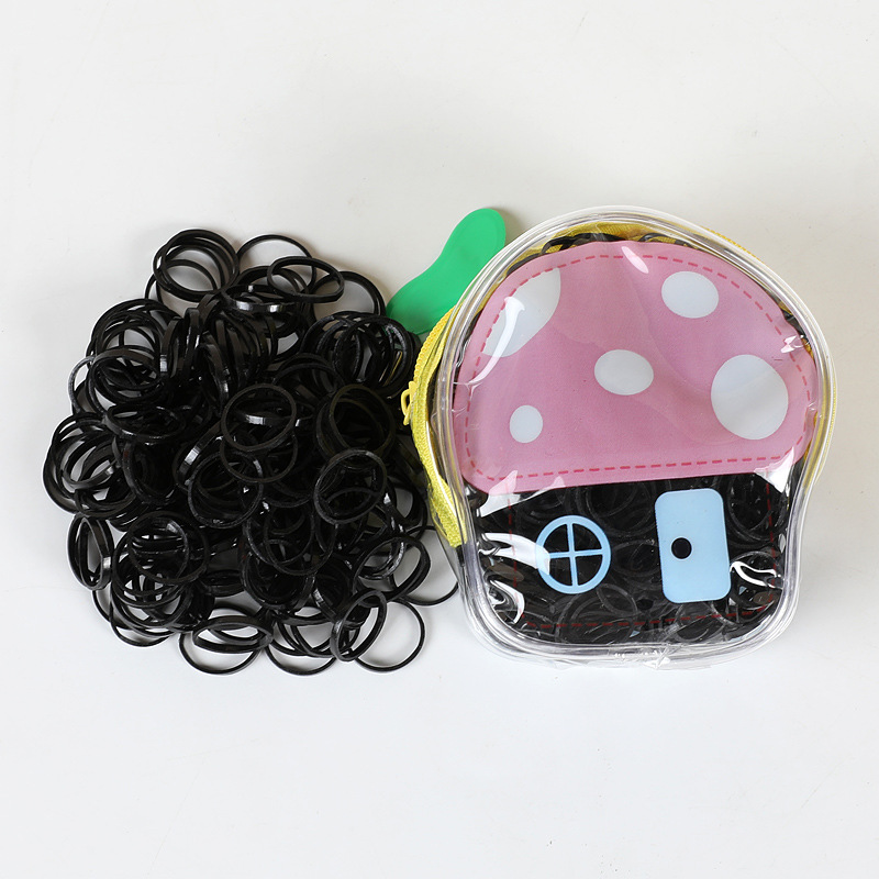 Children's Disposable Small Rubber Band High Elastic Strong Pull Constantly Girls Hair Rope Cartoon Zipper Bag Color Rubber Band