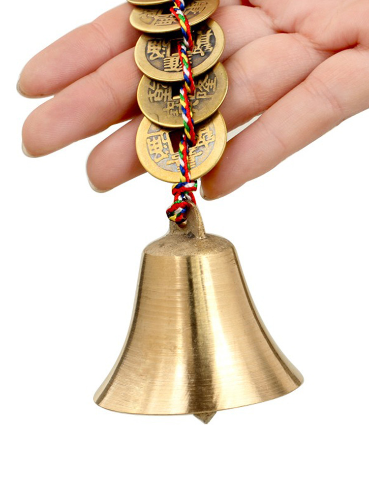 铜铃铛挂件风铃五帝钱铃铛铜钱铜钟门铃铃铛响声大铜铃门玲珰挂饰