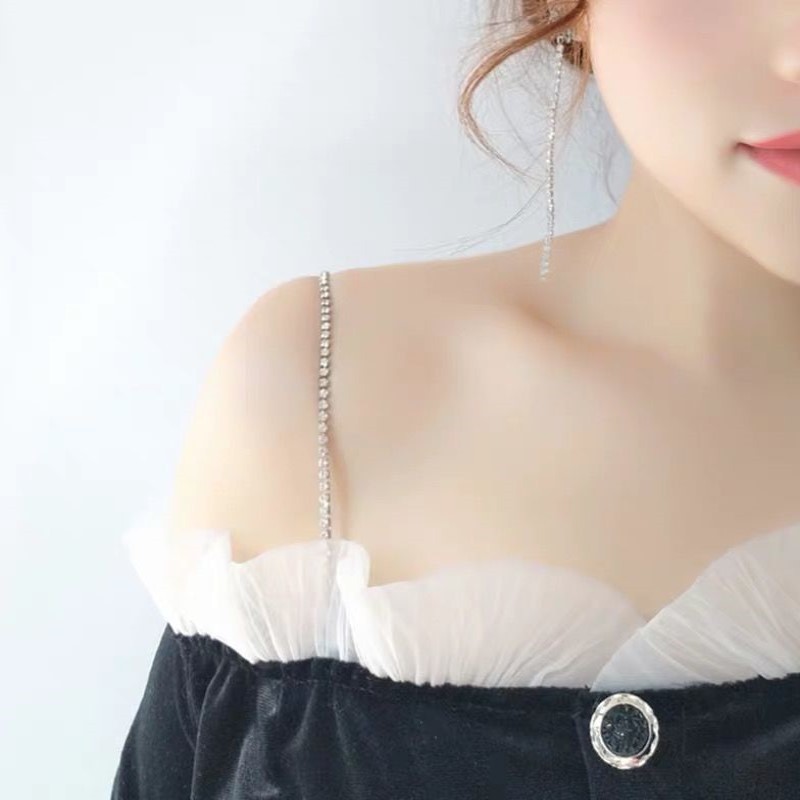 内衣肩带可外露带钻水钻内衣透明隐形肩带文胸带子胸罩带珍珠肩带