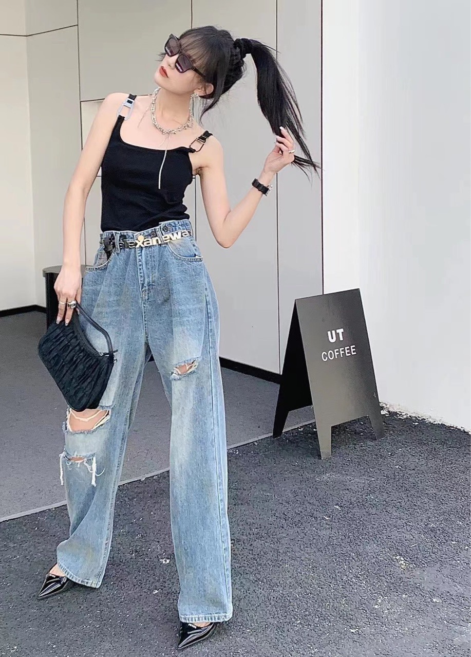 aw22ss春夏新品水洗破洞腰带牛仔裤腰带搭配休闲时尚穿搭潮人必备