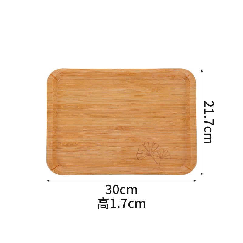 New Household Good-looking Melamine Tray Bamboo Wood Grain Storage Tray Light Luxury High-Grade Light Luxury Breakfast Tray Wholesale