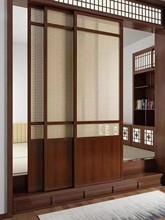 日式三七折叠门橱窗实木隔断门藤编柜门衣柜门洗手间家用卫生间