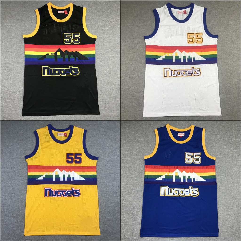 掘金队55# mutombo 穆托姆博 mn复古网眼篮球球衣背心外贸批发