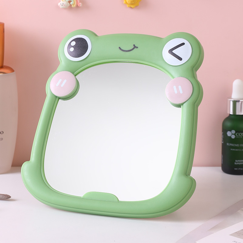 Plastic Frog Desktop Folding Mirror Student Dormitory Makeup Bathroom Wall Ins Style Cartoon Portable Mirror