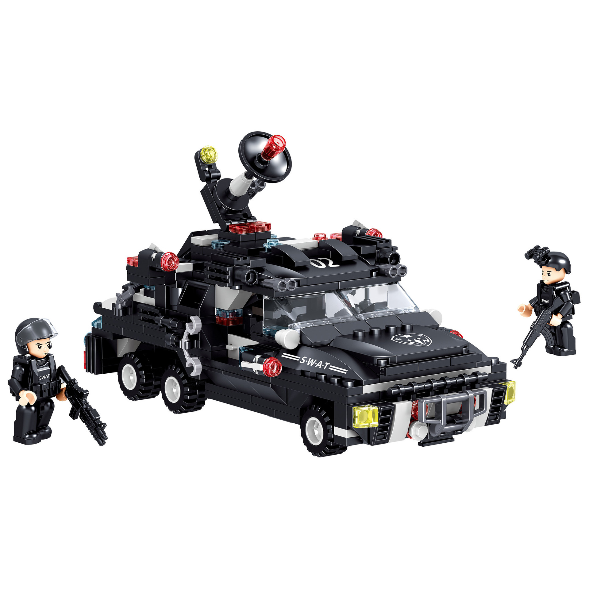 哲高ql0252四合一极速战车diy兼容乐高小颗粒积木 男孩军事玩具黑