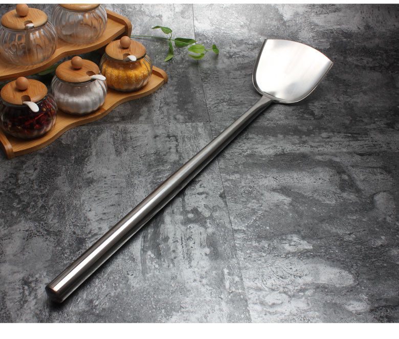 加厚不锈钢全钢大锅铲饭店食堂厨师炒勺木柄铲头家用炒菜铲子厨具