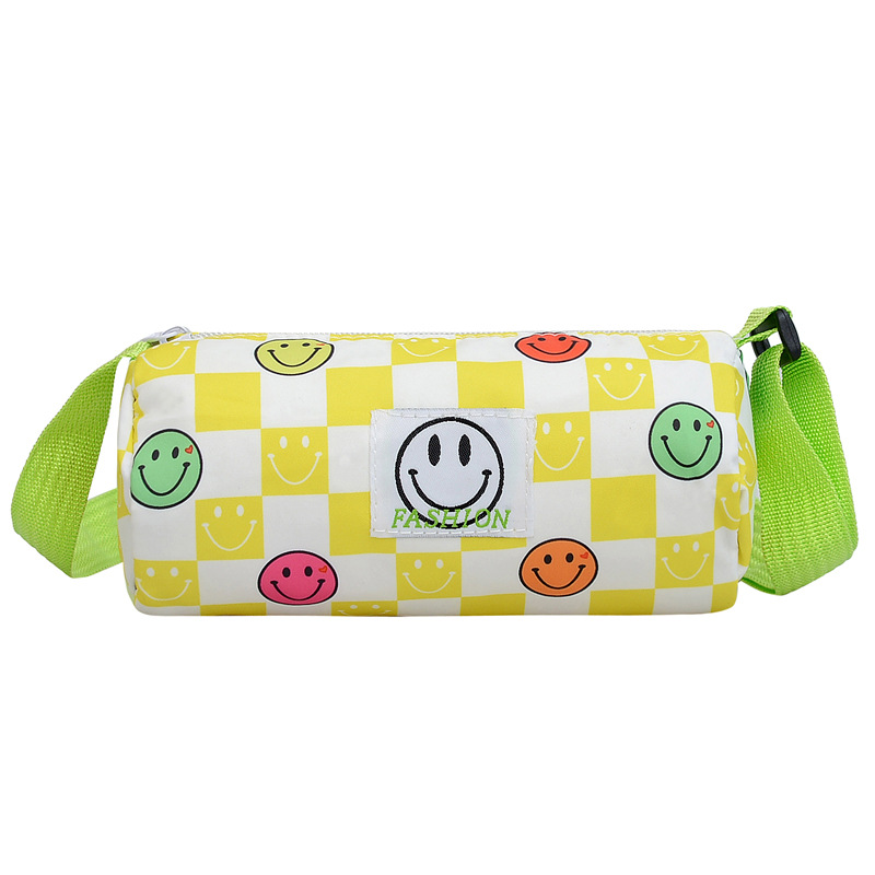 Korean Style Kid's Messenger Bag Fashion Chessboard Plaid Smiley Face Children Baby Shoulder Mini Bucket Pillow Bag Coin Purse