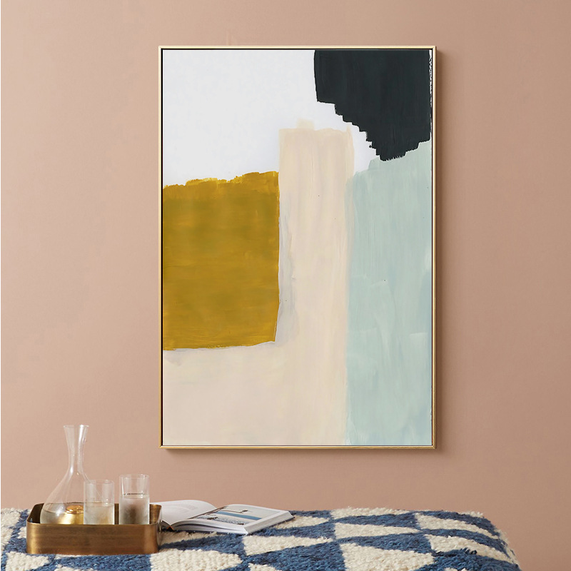 北欧抽象简约色块 多款油画图片现代客厅玄关装饰画过道挂画芯