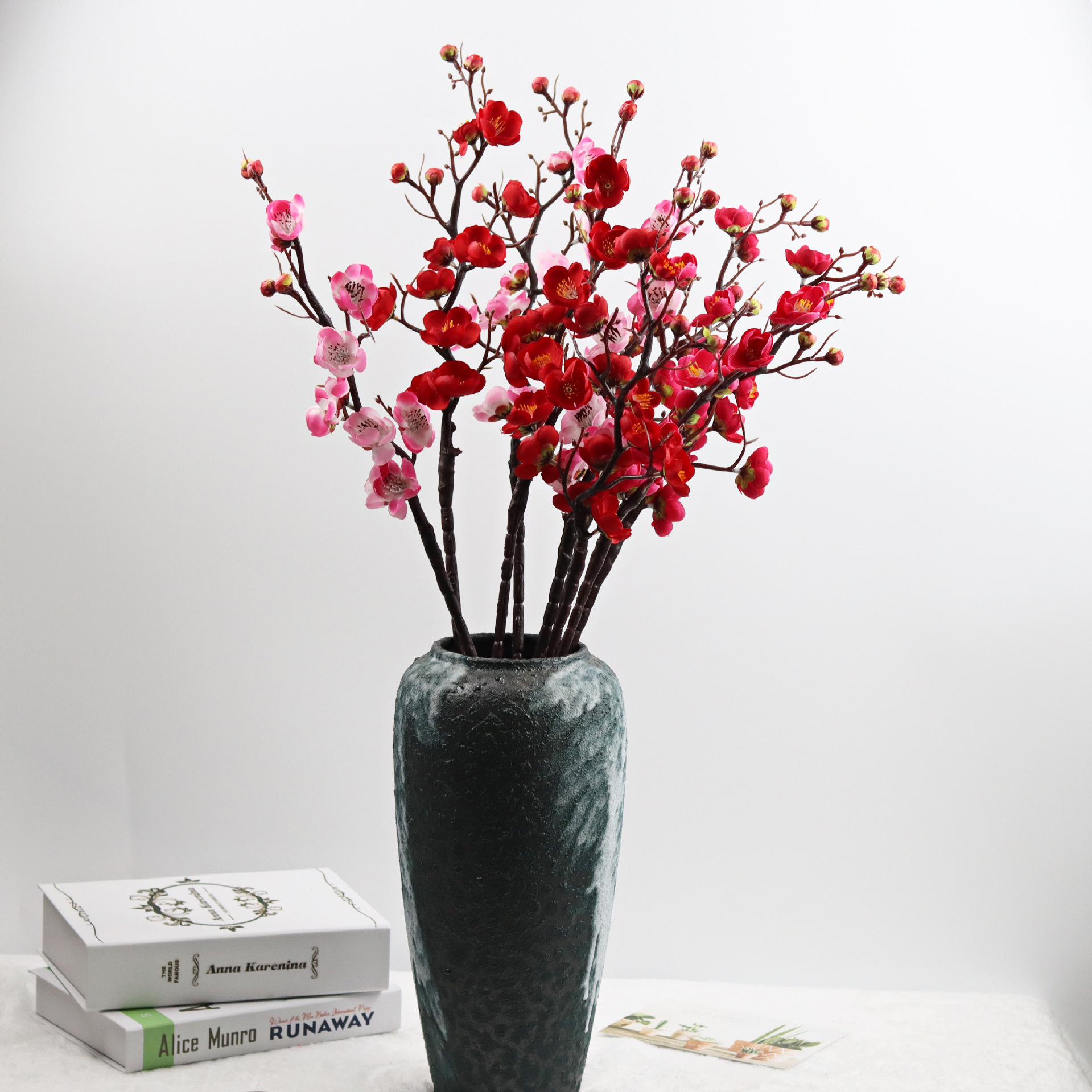 仿真腊梅花 中枝梅花红梅干枝梅中式田园婚庆家居客厅装饰花摆件