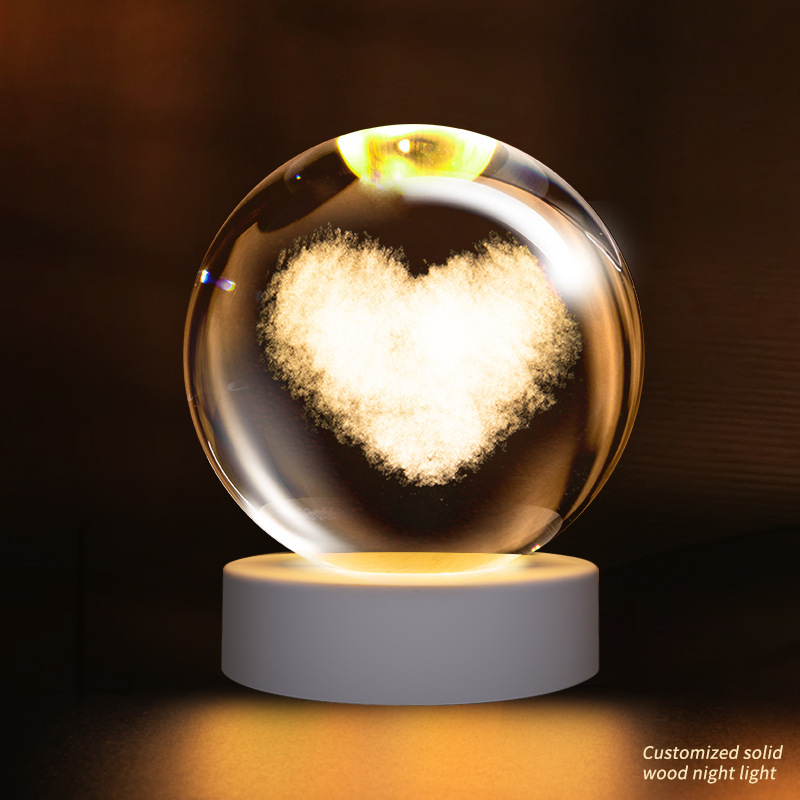 创意月球发光水晶球小夜灯石膏桌面摆件伴手礼女生高级感生日礼物