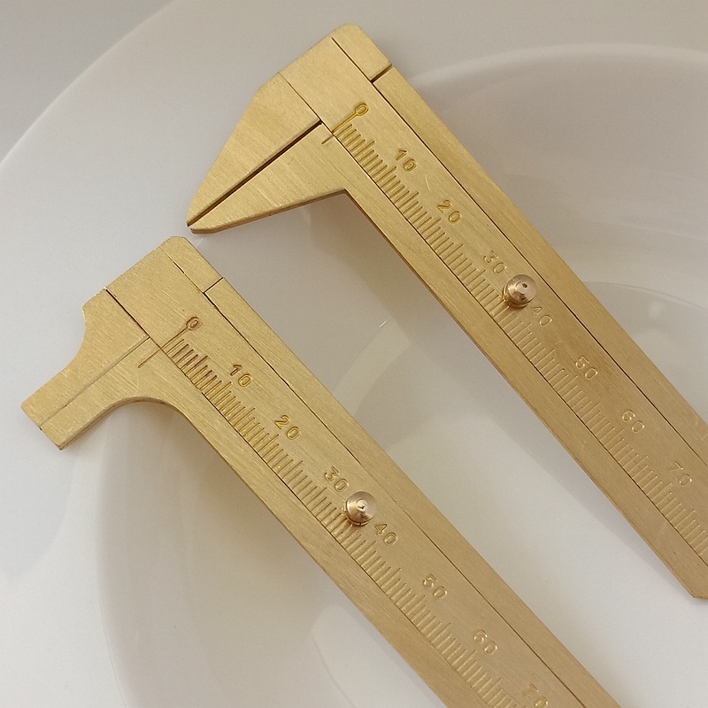 纯铜尖嘴平头卡尺diy工具迷你文玩游标卡尺小卡尺迷你卡尺圆珠