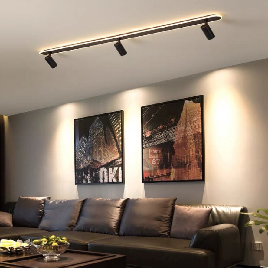 北欧极简led轨道射灯现代家用明装筒灯无主灯设计客厅餐厅卧室灯